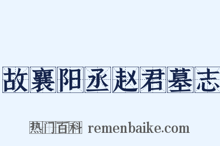 故襄阳丞赵君墓志是什么意思的图片